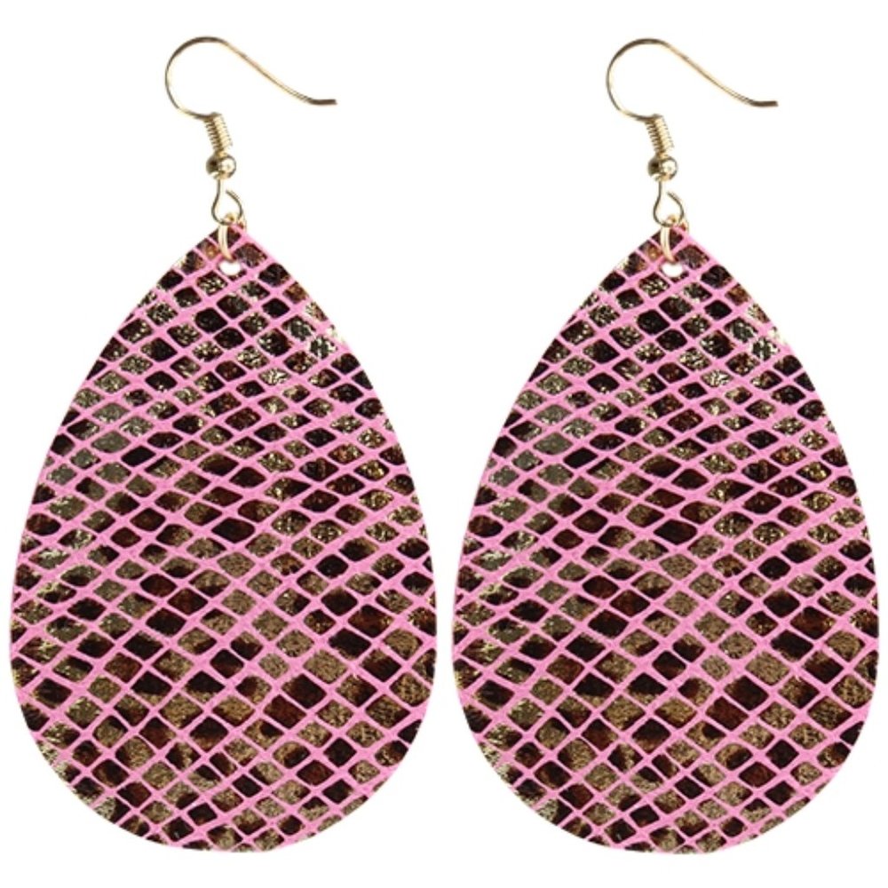Cheetah Snakeskin Weave Dangle Earrings